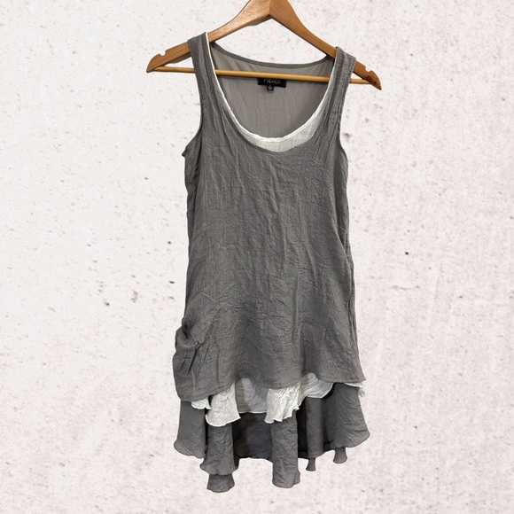Papillon Blanc Gray Layered Tank Top - Picture 1 of 3